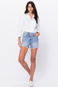 High Rise Cross Fly 90s Jean Shorts