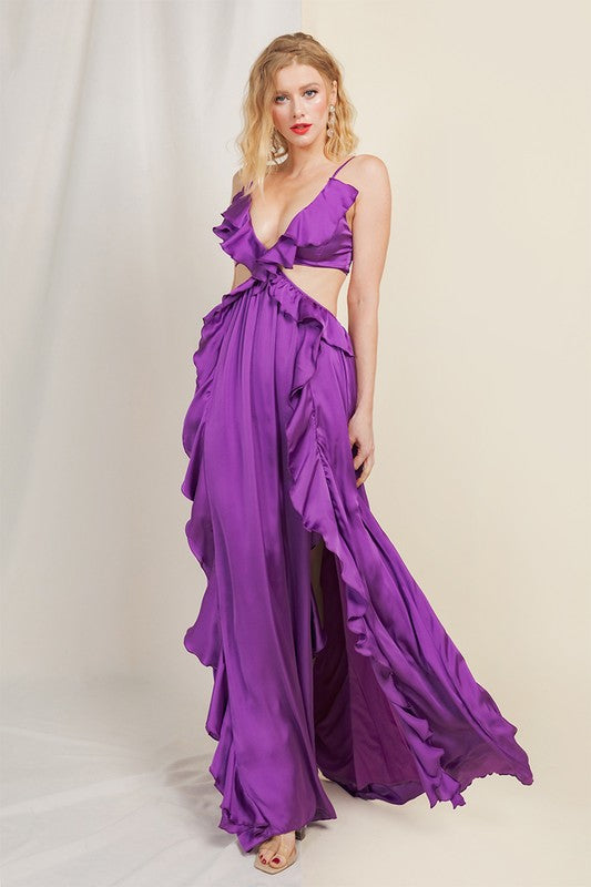 fitted lace wedding dress Pretty in Purple Maxi Party Dress Purple / Large