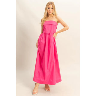 Strapless Fit And Flare Midi Dress