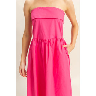 Strapless Fit And Flare Midi Dress