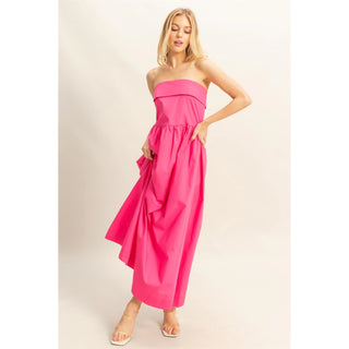 Strapless Fit And Flare Midi Dress