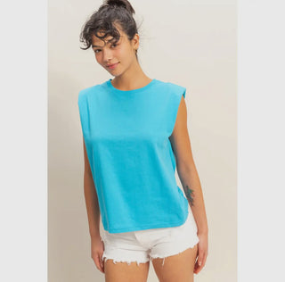 Shoulder Pad Sleeveless Top