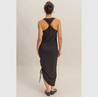 Scoop Neck Side Tie Midi Dress