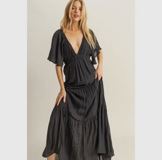 V Neck Tiered Maxi Dress