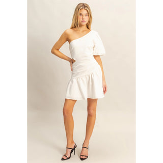 One Shoulder Tiered Cutout Mini Dress