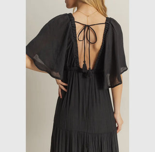 V Neck Tiered Maxi Dress
