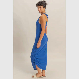 Scoop Neck Side Tie Midi Dress
