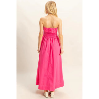 Strapless Fit And Flare Midi Dress