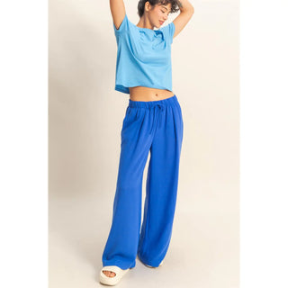 Elasticized Waist Wide Leg Pants