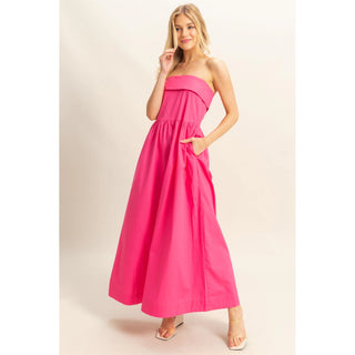 Strapless Fit And Flare Midi Dress
