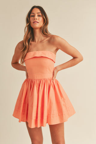 Pin Tuck Detail Peplum Tube Dress