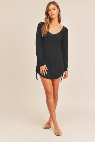 Long Sleeve Backless Mini Dress