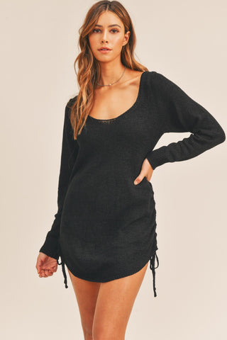 Long Sleeve Backless Mini Dress