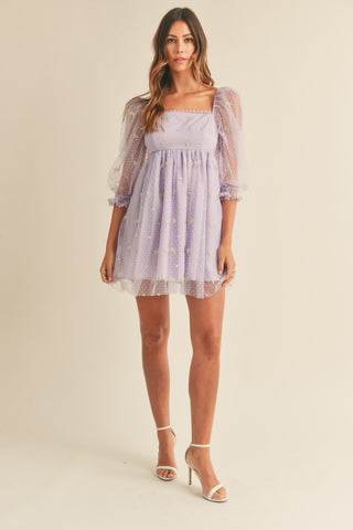 Ribbon Texture Babydoll Dress