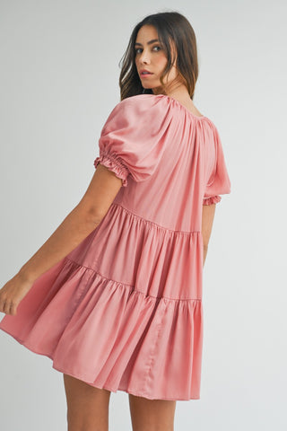 Tiered Ruffle Puff Sleeve Mini Dress