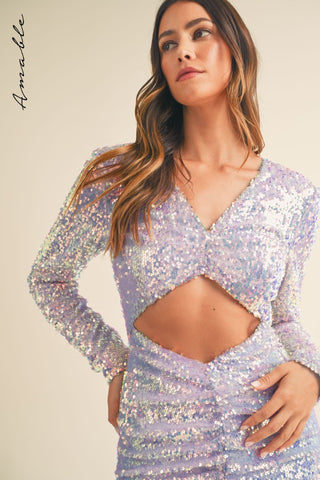 Long Sleeve Sequin Midi Dress