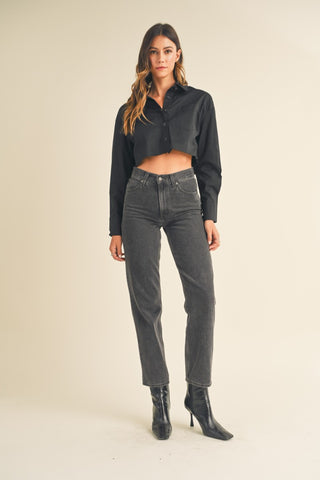 Cropped Button Down Top