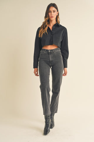 Cropped Button Down Top