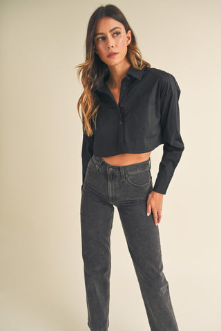 Cropped Button Down Top