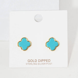 Gold Dipped Quatrefoil Stud Earrings