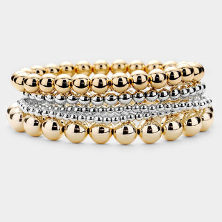 5PCS - Metal Ball Beaded Stretch Bracelets