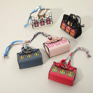 House Printed Faux Leather Elegant and Stylish Mini Purse / Bag Charm