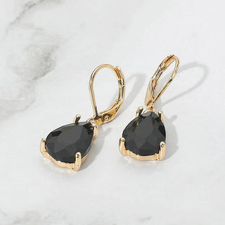 Teardrop Glass Stone Drop Dangle Earrings