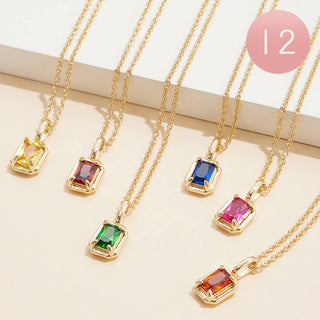 Birthstone Glass Charm Pendant Necklaces