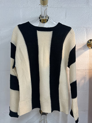 Color Block Striped Bell Sleeve Sweater