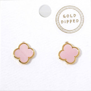 Gold Dipped Quatrefoil Stud Earrings