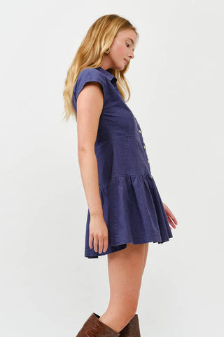 Linen Ruffle Mini Dress