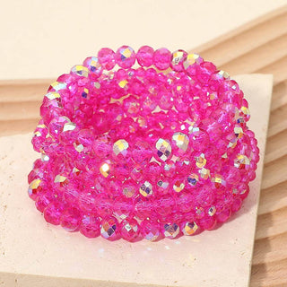 10PCS - Faceted Beaded Stretch Multi Layered Bracelets