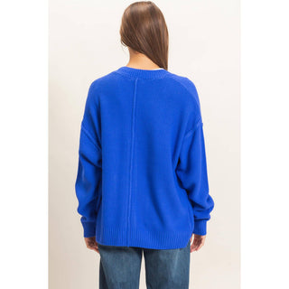Textured Oversized Knit Buttoned Cardigan