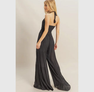 Halter Neck Crochet Wide Leg Jumpsuit