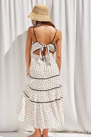 Polka Dot Tie Back Midi Dress