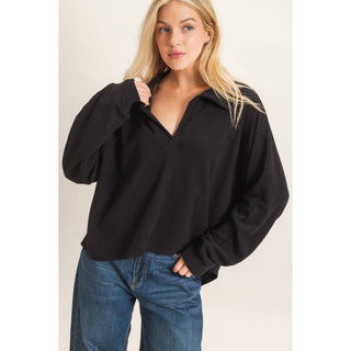 Open Collar Knit Pullover