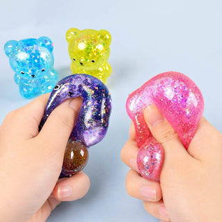 Glittered Teddy Bear Squeeze Squishy Stress Relief Toy