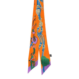 Equestrian Print Silky Feel Twilly Scarf