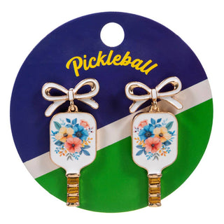 Bow Floral Pickleball Paddle Dangle Earrings