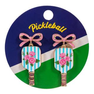 Bow Floral Pickleball Paddle Dangle Earrings