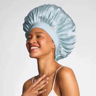 Haze Blue Adjustable Oversized Satin Bonnet