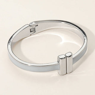 Metal Bar Tip Enamel Hinged Bangle Bracelet