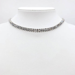 Gold Dipped Double Row Rhinestone Necklace