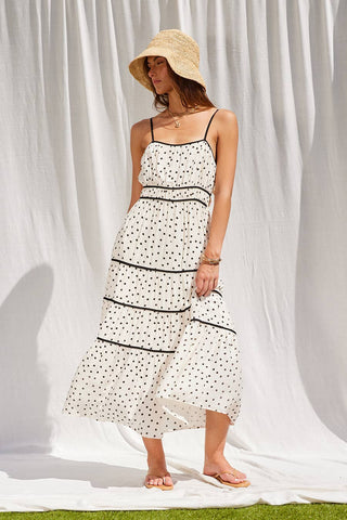 Polka Dot Tie Back Midi Dress