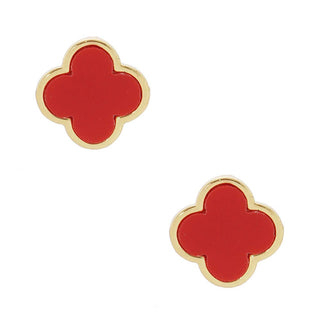 Gold Dipped Quatrefoil Stud Earrings