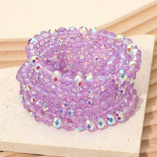 10PCS - Faceted Beaded Stretch Multi Layered Bracelets