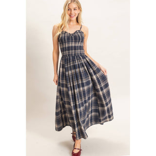 Plaid Smocked Maxi Dress