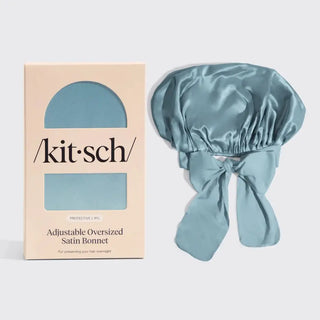 Haze Blue Adjustable Oversized Satin Bonnet
