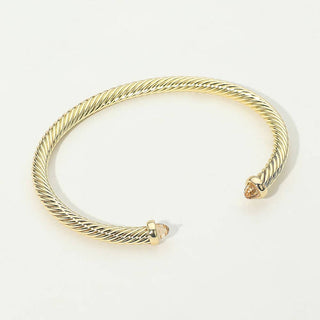 Stone Tip Twisted Cable Cuff Bracelet
