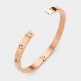 Stainless Steel Crystal Embellished Bangle Bracelet